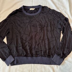 Nation Ltd Small Black Satin Long Sleeve Top Blouse ~ Classic Capsule